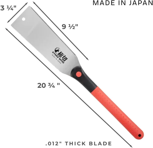 Miniatura 2 de GreatNeck 75003 - Sierra japonesa de doble filo, hoja de 9.5 pulgadas con corte fino de 23 TPI y corte de rasgadura de 9 TPI, ultrafina