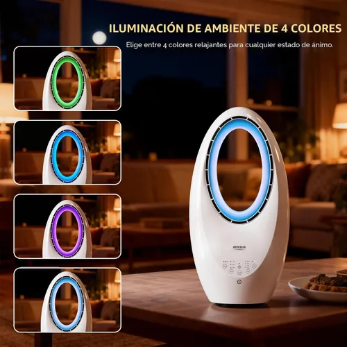 Miniatura 2 de ROVSUN Ventilador inteligente sin aspas, ventilador de torre sin aspas de 22 pulgadas con iluminación ambiental, ventilador de torre oscilante