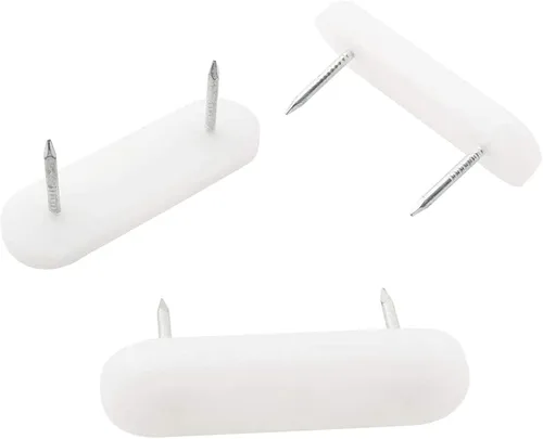 Miniatura 10 de Deslizadores de muebles de nailon blanco de 1.102 in para clavos, protectores de suelo para patas de silla, de nailon con clavos deslizantes