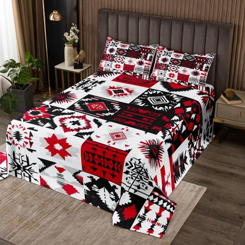 Miniatura 5 de Erosebridal Juego de edredón tribal bohemio azteca negro blanco étnico bohemio juego de colcha Queen Western Southwestern juego de ropa de cama