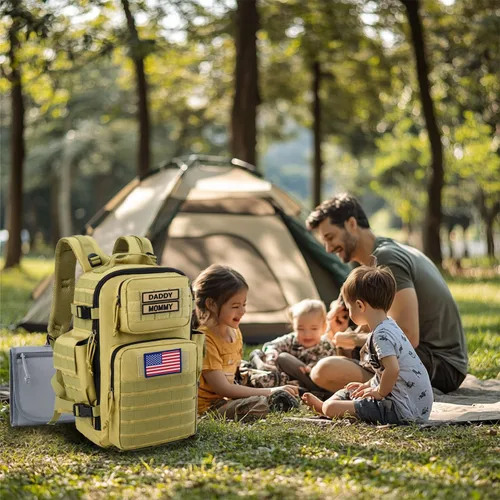 Miniatura 2 de SHARKMOUTH Bolsa de pañales militar para bebé, mochila grande para bebé con cambiador para niño y niña, bolsa de pañales para papá del ejército