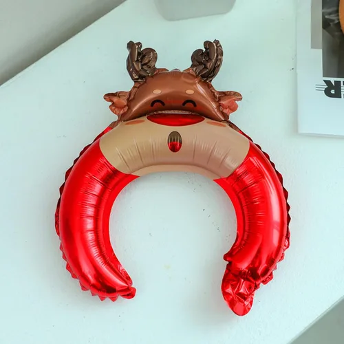 Miniatura 6 de Diadema de globo de Navidad, globo de papel de aluminio, diadema inflable de Navidad, globos inflables para decoración de fiestas temáticas