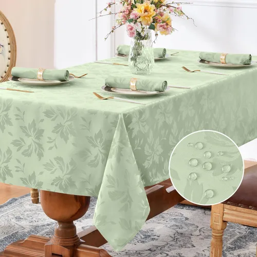 Miniatura 19 de Romanstile Mantel rectangular de jacquard de primavera, impermeable, diseño floral de damasco, manteles decorativos de tela pesada para cenas