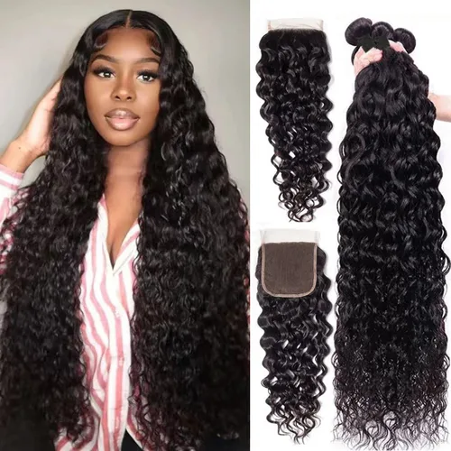 Miniatura 12 de Paquetes de cabello humano brasileño ondulado (14, 16, 18, 20 pulgadas), cabello humano sin procesar 12A, paquetes húmedos y ondulados, extensiones