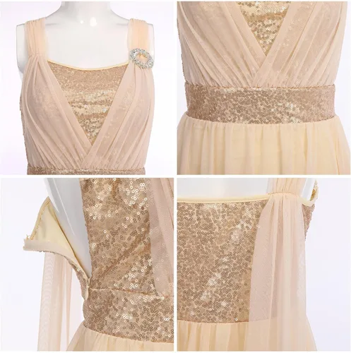 Miniatura 7 de ODASDO Vestido de baile lírico moderno y contemporáneo para mujer, disfraz de lentejuelas de tul de malla, falda alta y baja, ropa de ballet