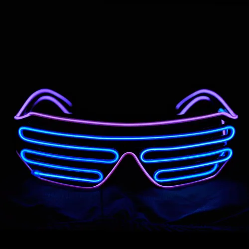 Miniatura 2 de Gafas de LED de Aqua Led de Neón electroluminiscentes para fiestas y disfraces modelo RB03., Púrpura + Azul