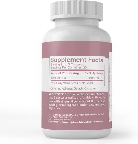 Miniatura 2 de PURE ORIGINAL INGREDIENTS Inositol, (100 cápsulas) siempre puro, sin aditivos ni rellenos