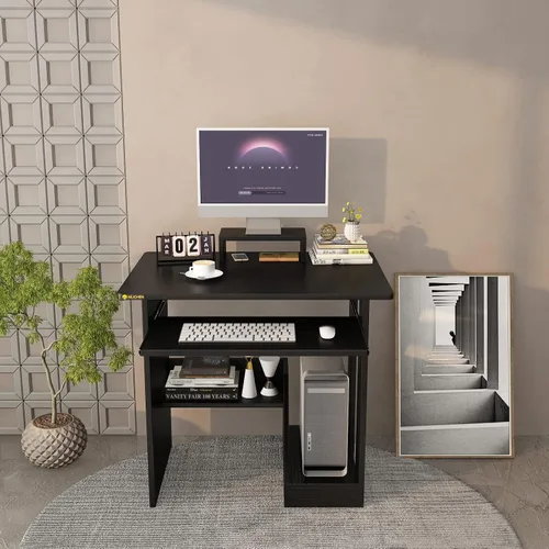 Miniatura 8 de Escritorio pequeño para computadora de 30 pulgadas con soporte para CPU, para oficina en casa, escritorio para computadora portátil con estante