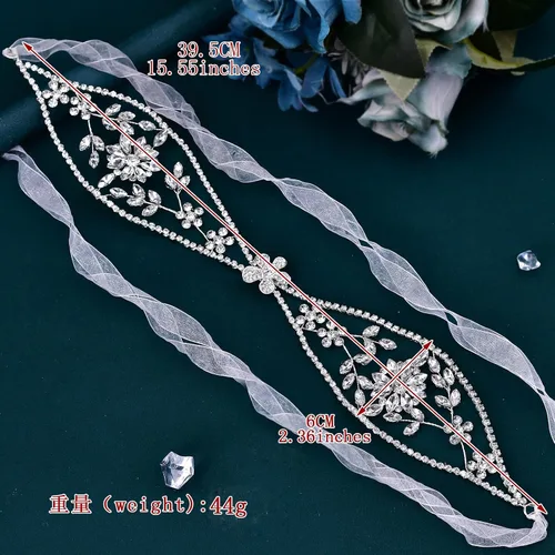 Miniatura 3 de Diademas nupciales Rhinestone Hairpieces Novias Boda Accesorios para el cabello Plata Rhinestone Mujer (Plata)