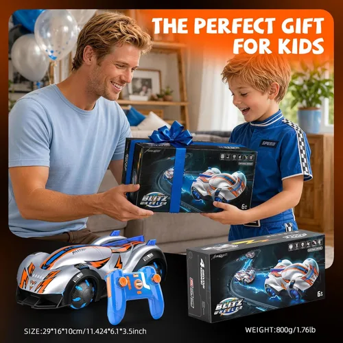 Miniatura 6 de AEROQUEST Rueda esférica RC Stunt Car, velocidad proporcional y dirección, ruedas ajustables de 30 a 90°, giro de 360°, deriva de cola de pez