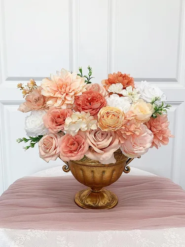 Miniatura 202 de FACINOC Ramos de Rosas Artificiales Naranjas, Juego de Caja de Flores Artificiales con Tallos para DIY, Bodas, Despedidas de Soltera, Decoraciones