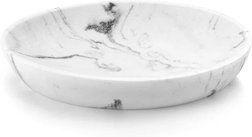 Miniatura 10 de Luxspire Jabonera, Bandeja de Jabón de Resina Portajabones Caja Contenedora, Estuche de Plato de Jabón Ovalado con Patrón de Mármol, Soporte