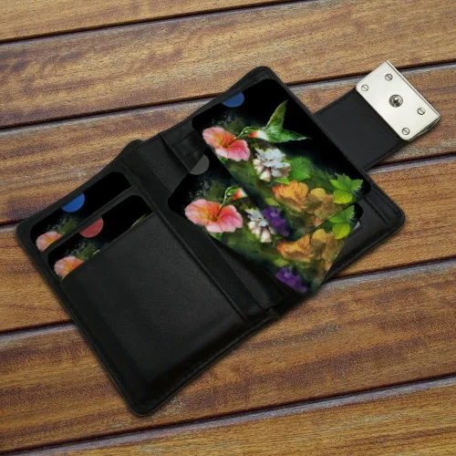 Miniatura 3 de GRAPHICS & MORE Ruby's - Juego de 4 fundas de bloqueo RFID para tarjetas de crédito, diseño de colibríes, diseño de flores, Multi colorido, Cartera