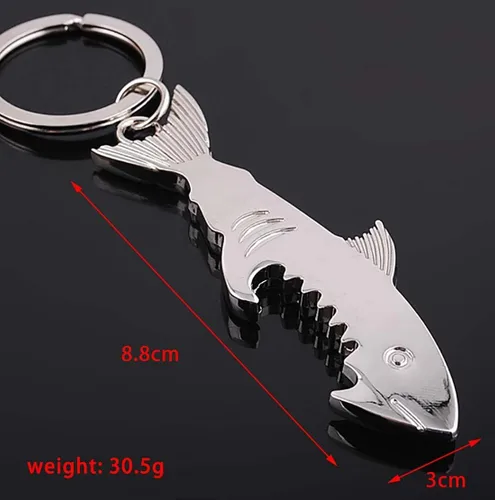 Miniatura 2 de Abrebotellas con forma de tiburón, llavero multifunción, abrebotellas de pescado