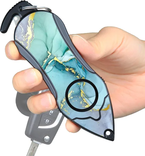 Miniatura 9 de Alarma personal de emergencia, alarma de seguridad, cortador de cinturón de seguridad, cortador de vidrio, llavero de autodefensa/protección, suena