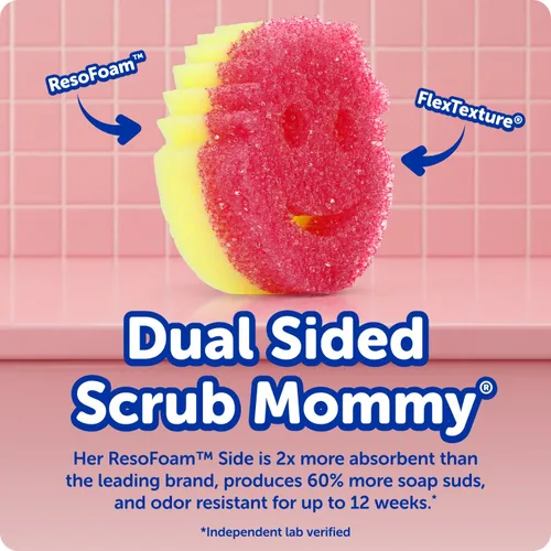 Miniatura 2 de Scrub Daddy 6 esponjas de cocina Scrub Mommy y 1 soporte de esponja Daddy Caddy - Sin arañazos para platos y limpieza multiusos, sin BPA y fabricado