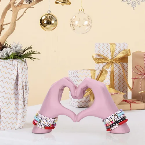 Miniatura 3 de Escultura de mano de corazón, estética rosa para decoración del hogar para estante de habitación, mesa de café, mesa de comedor, regalo