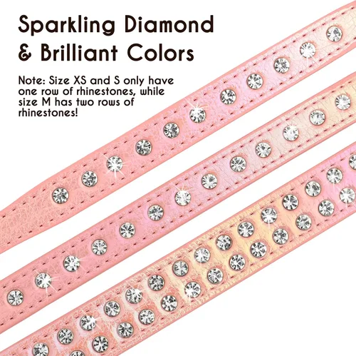 Miniatura 2 de Beirui Collar de perro con diamantes de imitación brillantes para perros pequeños y medianos y gatos, bonito collar de piel sintética con cristales