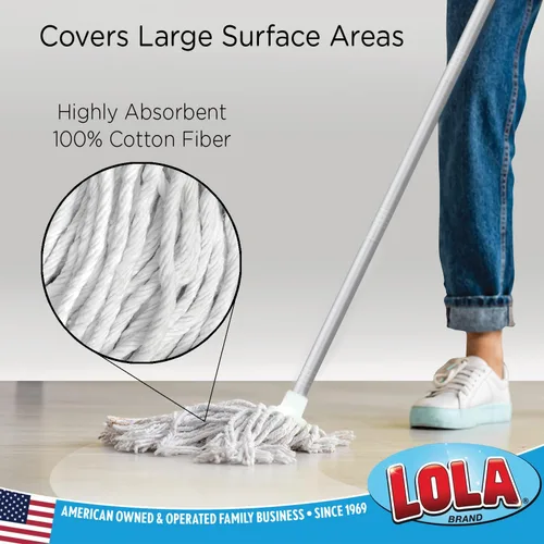 Miniatura 2 de LOLA Recambio para mopa húmeda de algodón para pisos, absorbe hasta 3 veces su peso en agua, resistente, duradero y súper absorbente para limpieza