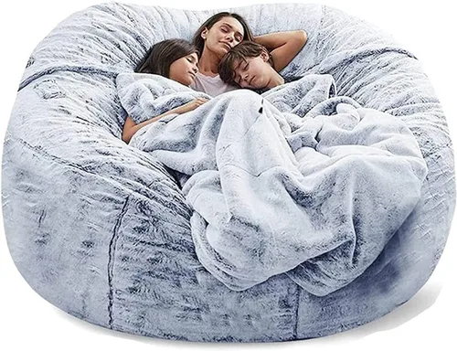 Miniatura 10 de Puf de 7 pies, funda de sofá para silla, lavable de tela de felpa suave de alta calidad, puf para juegos, tumbona gruesa y perezosa, juguetes