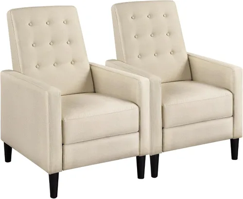 Miniatura 15 de Yaheetech - Sofá reclinable de cuero sintético, silla reclinable individual moderna de mediados de siglo, respaldo y reposapiés ajustables, sofá