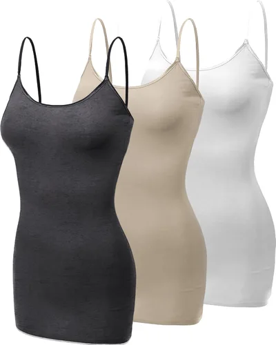 Miniatura 68 de Emmalise Camisola larga casual básica para mujer, con tirantes ajustables, top en capas