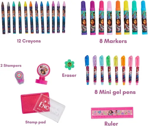 Miniatura 2 de Innovative Designs - Set de actividades Deluxe Disney Encanto para niños con lata de transporte, hojas para colorear, calcomanías y suministros