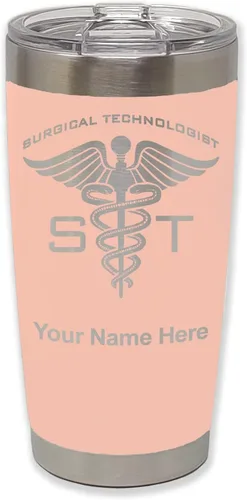 Miniatura 33 de LaserGram Vaso aislado al vacío de 20 onzas, ST Surgical Technologist, grabado personalizado incluido (gris)