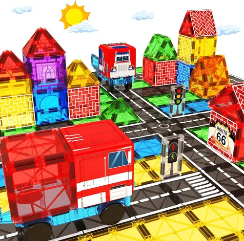 Miniatura 10 de Azulejos Magnéticos Bloques de Construcción para Niños Pequeños, Juguetes Montessori Magnéticos para Niños y Niñas de 3+ Años, Juegos Educativos