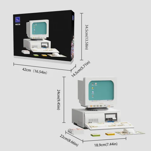 Miniatura 7 de BRICKKK Juego de bloques de construcción de computadora retro, kit de modelo de PC vintage para adultos, juego de ladrillos de modelo de computadora