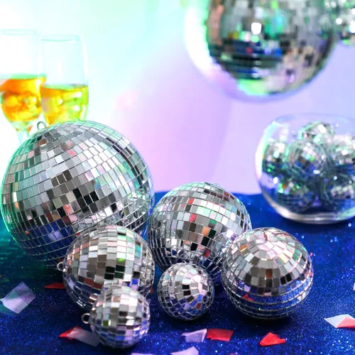 Miniatura 6 de Funtery 100 Piezas Bolas de Discoteca con Espejo a Granel Surtidas Plateadas Colgantes Decoración de Bolas de Discoteca para Hogar Boda Cumpleaños