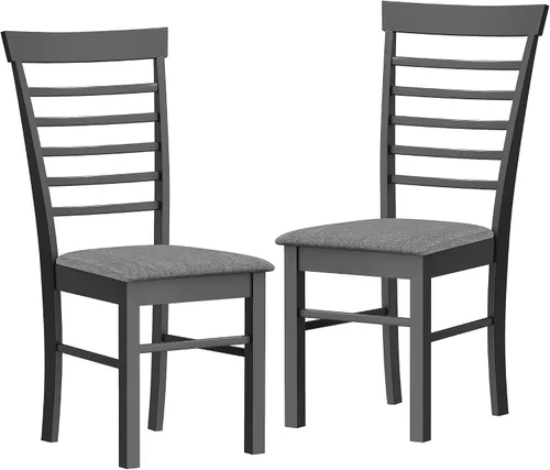 HOMCOM Juego de 2 sillas de comedor de madera, sillas de cocina tapizadas de granja con marco de madera de goma para sala de estar, comedor, negro y