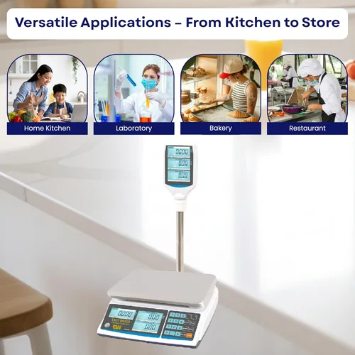 Miniatura 5 de Aquos Báscula digital de cocina clase III legal para precios de comercio, báscula de alimentos y venta al por menor con pantalla LCD retroiluminada