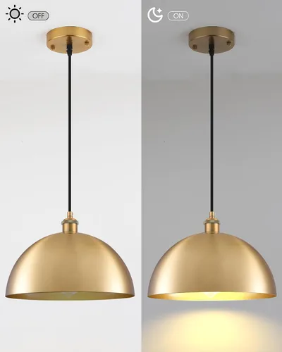 Miniatura 7 de Luces colgantes doradas, lámpara colgante de granja de 11.8 pulgadas para isla de cocina, lámparas colgantes vintage para comedor, sala de estar