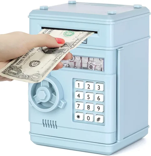 Refasy Alcancía para dinero en efectivo, cajero automático, banco electrónico de monedas para niños de 3 a 12 años, caja de ahorro de dinero, mini
