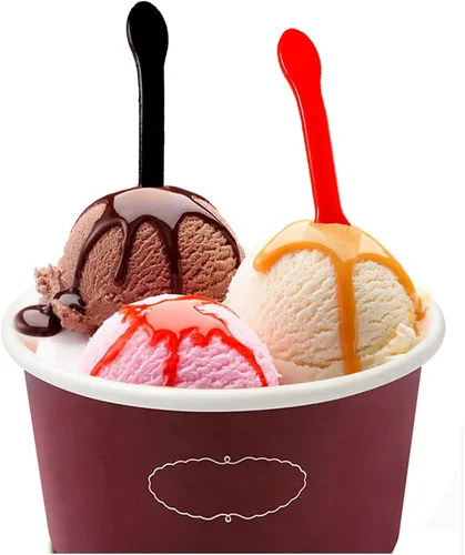 Miniatura 3 de 100 cucharas de helado, cuchara desechable para pastel, cuchara de pudín de yogur de plástico, color negro