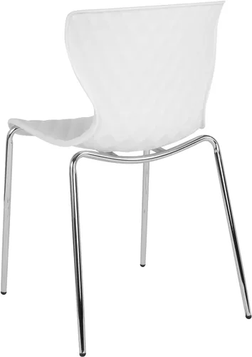 Miniatura 5 de Flash Furniture Silla apilable de plástico blanco con diseño contemporáneo Lowell