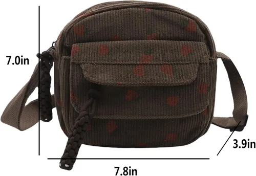 Miniatura 36 de Bolso cruzado de pana de fresa para mujeres y niñas, bonito bolso de mano con diseño de fresa, bolso de mensajero pequeño, bolso de hombro