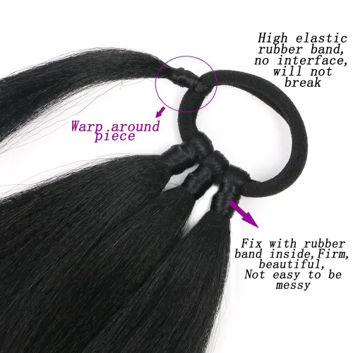 Miniatura 4 de Extensiones de cola de caballo, 2 piezas sintéticas con banda de pelo envolvente alrededor de las extensiones de cabello trenzadas, cola de moño