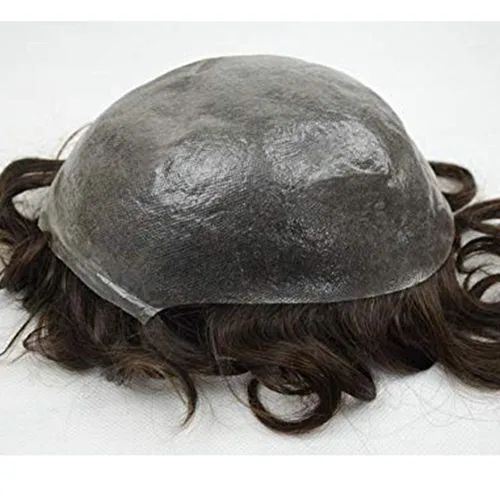 Miniatura 4 de Toupee para hombres, piel fina y suave, 100% cabello humano real europeo, piezas de cabello para hombre, 8x10 pulgadas, sistema de reemplazo de #1
