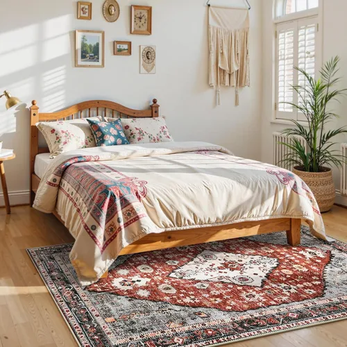 Miniatura 293 de Lahome Alfombra Bohemia Tribal Lavable de 3 x 5, Alfombras Antideslizantes para Entrada, Dormitorio, Sala de Estar, Vintage, Ultra Suave, No
