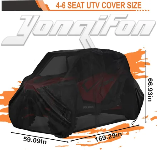 Miniatura 4 de Funda UTV de 4 plazas resistente con cremallera 420D impermeable para Kawasaki Teryx 4 Krx 4 Mule, Polaris RZR 1000 Ranger Crew 570 General 4