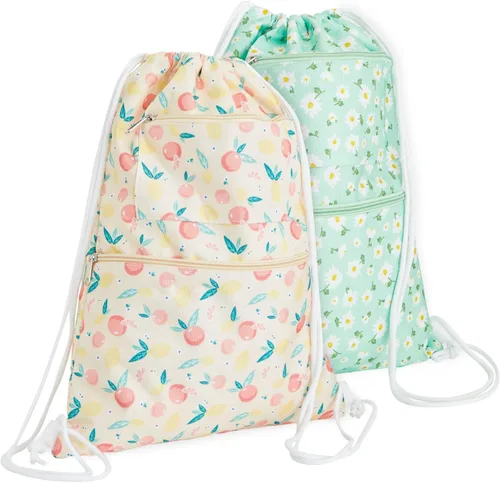 Mochila con cordón, bolsas impermeables (13.3 x 17 pulgadas, 2 unidades), Multi color, Cordón