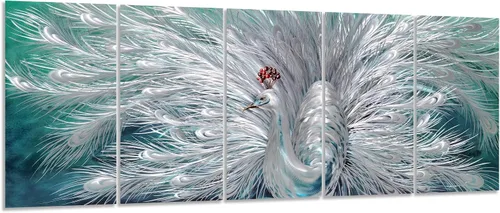 Miniatura 9 de Yihui Arts Arte de pared de flores de metal plateado, 5 piezas de arte de aluminio, escultura botánica contemporánea para sala de estar, dormitorio