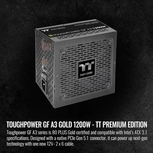 Miniatura 2 de Thermaltake Toughpower GF A3 850W, Conectores 450W reales de 12VHPWR en la fuente de alimentación y serie NVIDIA RTX 40, ATX 3.0/PCI-E 5.0, 80+