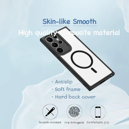 Miniatura 5 de Funda magnética antihuellas para Samsung Galaxy S23 Ultra, protección completa de la cámara, compatible con accesorios MagSafe, cubierta trasera