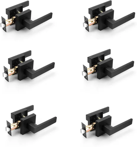 Miniatura 163 de Probrico Paquete de 4 manijas de puerta simuladas en negro mate, manijas interiores que no giran, manijas reversibles resistentes para interiores