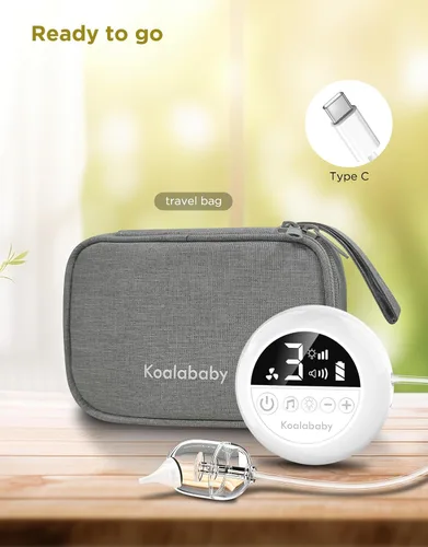 Miniatura 9 de Aspirador nasal eléctrico Koalababy para bebé, succión nasal de grado hospitalario 9 suction levels, soft silicone tips, travel bag, night light