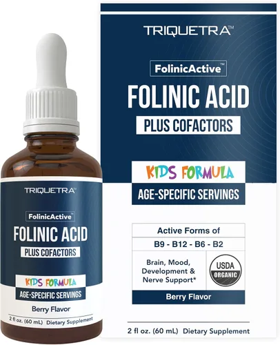 Organic FolinicActive Kids - Ácido folínico + coactores B12, B6 y B2 - Soporte de metilación suave para el estado de ánimo, energía y cognición,