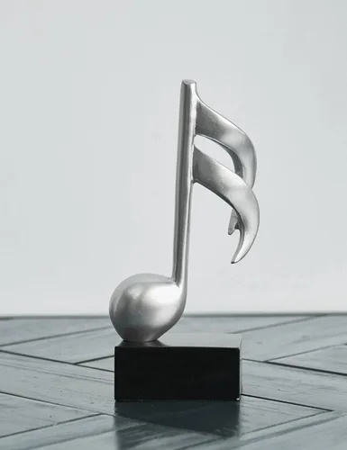 Miniatura 6 de HAUCOZE 3 piezas de decoración de notas musicales regalo musical mesa centro de mesa escultura estatua para sala de piano casa oficina plata 7.5
